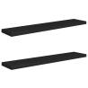 Floating Wall Shelves (2 pcs) - Stylish Black MDF Display Shelves