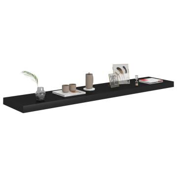 Floating Wall Shelves (2 pcs) - Stylish Black MDF Display Shelves