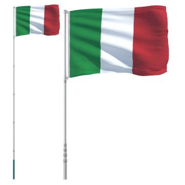 Italy Flag & Pole 5.55m Aluminium - Eye-Catching Garden Decor