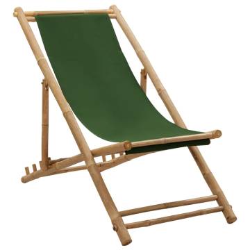 Deck Chair Bamboo & Canvas Green - Comfortable & Durable