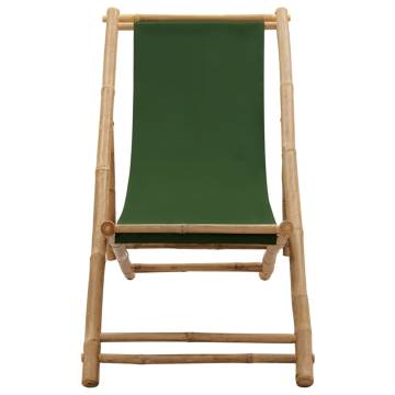 Deck Chair Bamboo & Canvas Green - Comfortable & Durable