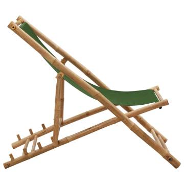 Deck Chair Bamboo & Canvas Green - Comfortable & Durable