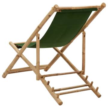 Deck Chair Bamboo & Canvas Green - Comfortable & Durable