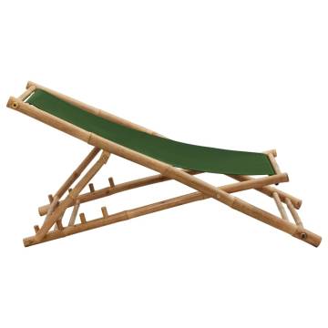 Deck Chair Bamboo & Canvas Green - Comfortable & Durable