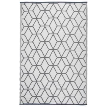 Esschert Design Outdoor Rug 180x121cm - Grey & White Graphics