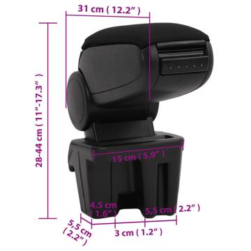 Car Armrest Black 15x31x(28-44) cm - Durable & Stylish