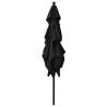 3-Tier Black Parasol with Aluminium Pole - Garden Umbrella 2.5x2.5m