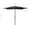 3-Tier Black Parasol with Aluminium Pole - Garden Umbrella 2.5x2.5m