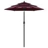 3-Tier Parasol with Aluminium Pole Bordeaux Red 2 m Colour bordeaux red Size 2 m Quantity in Package 1 