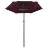 3-Tier Bordeaux Red Parasol with Aluminium Pole - 2 m | HipoMarket