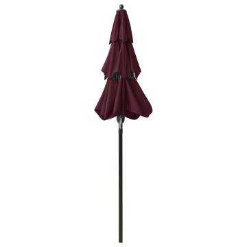 3-Tier Bordeaux Red Parasol with Aluminium Pole - 2 m | HipoMarket