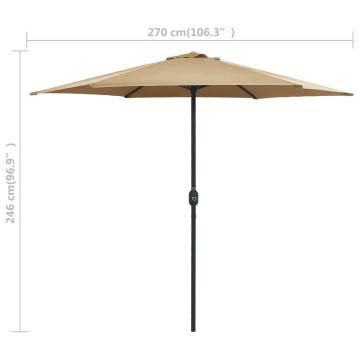 Outdoor Parasol with Aluminium Pole - 270x246 cm Taupe