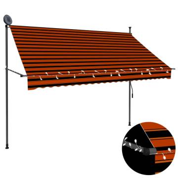 Manual Retractable Awning with LED - 250 cm Orange & Brown