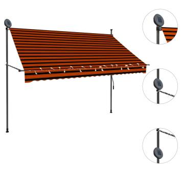 Manual Retractable Awning with LED - 250 cm Orange & Brown