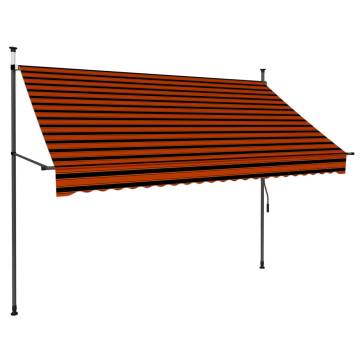 Manual Retractable Awning with LED - 250 cm Orange & Brown