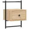 Sonoma Oak Wall-Mounted Bedside Cabinet - Space Saving Design