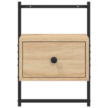 Sonoma Oak Wall-Mounted Bedside Cabinet - Space Saving Design