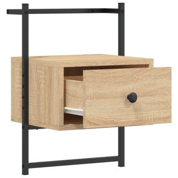 Sonoma Oak Wall-Mounted Bedside Cabinet - Space Saving Design