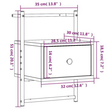 Sonoma Oak Wall-Mounted Bedside Cabinet - Space Saving Design