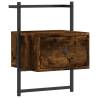 Wall-Mounted Smoked Oak Bedside Cabinet - 35x30x51 cm