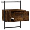 Wall-Mounted Smoked Oak Bedside Cabinet - 35x30x51 cm