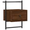 Wall-Mounted Brown Oak Bedside Cabinet - 35x30x51 cm