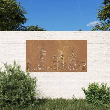 Garden Wall Decoration - Corten Steel Skyline Design 105x55 cm