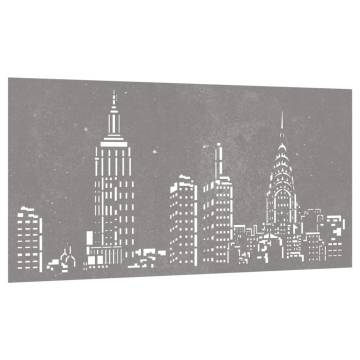 Garden Wall Decoration - Corten Steel Skyline Design 105x55 cm