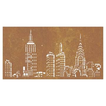 Garden Wall Decoration - Corten Steel Skyline Design 105x55 cm