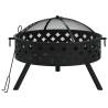 58 cm XXL Steel Fire Pit with Poker - Cozy Garden Heating