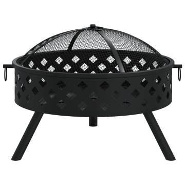 58 cm XXL Steel Fire Pit with Poker - Cozy Garden Heating