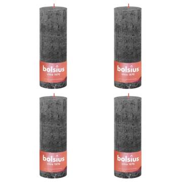 Bolsius Rustic Pillar Candles Shine - Stormy Grey (4 pcs)