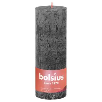 Bolsius Rustic Pillar Candles Shine - Stormy Grey (4 pcs)