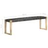 150 cm Black Leather Bench - Solid Mango Wood | HipoMarket