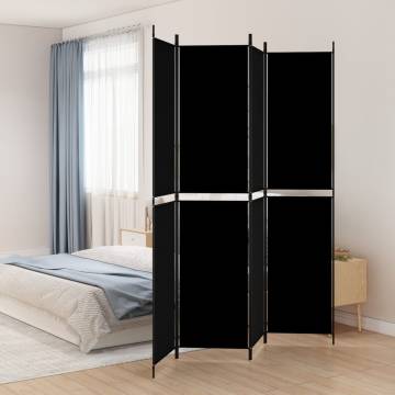 4-Panel Black Room Divider - 200x220 cm Fabric | HipoMarket