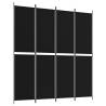 4-Panel Black Room Divider - 200x220 cm Fabric | HipoMarket