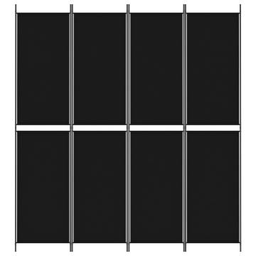 4-Panel Black Room Divider - 200x220 cm Fabric | HipoMarket