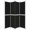 4-Panel Black Room Divider - 200x220 cm Fabric | HipoMarket