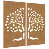 Garden Wall Decorations - Corten Steel Tree Design (2 pcs)