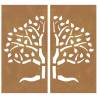 Garden Wall Decorations - Corten Steel Tree Design (2 pcs)