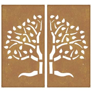 Garden Wall Decorations - Corten Steel Tree Design (2 pcs)