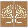 Garden Wall Decorations - Corten Steel Tree Design (2 pcs)