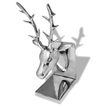 Bookends Deer 2 pcs Aluminium Silver - Stylish Home Decor