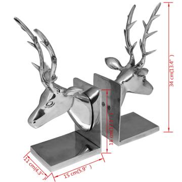 Bookends Deer 2 pcs Aluminium Silver - Stylish Home Decor