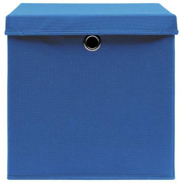 10 Pcs Blue Fabric Storage Boxes with Lids - 32x32x32 cm