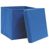 10 Pcs Blue Fabric Storage Boxes with Lids - 32x32x32 cm