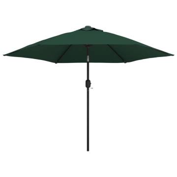 Green 3m Steel Pole Parasol - UV Protection & Durability