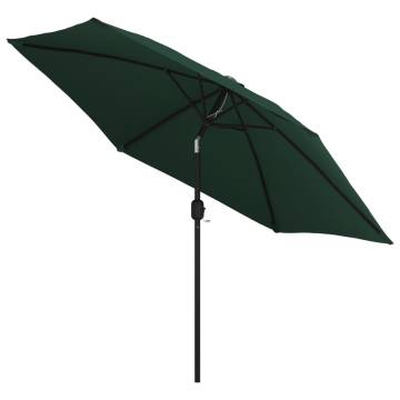 Green 3m Steel Pole Parasol - UV Protection & Durability