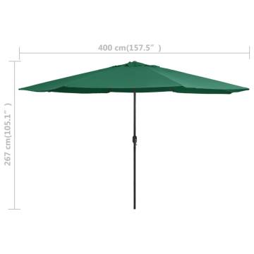 Outdoor Parasol with Metal Pole - 400 cm Green | Hipo Market