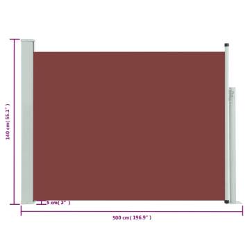 Patio Retractable Side Awning 140x500 cm - Brown | HipoMarket